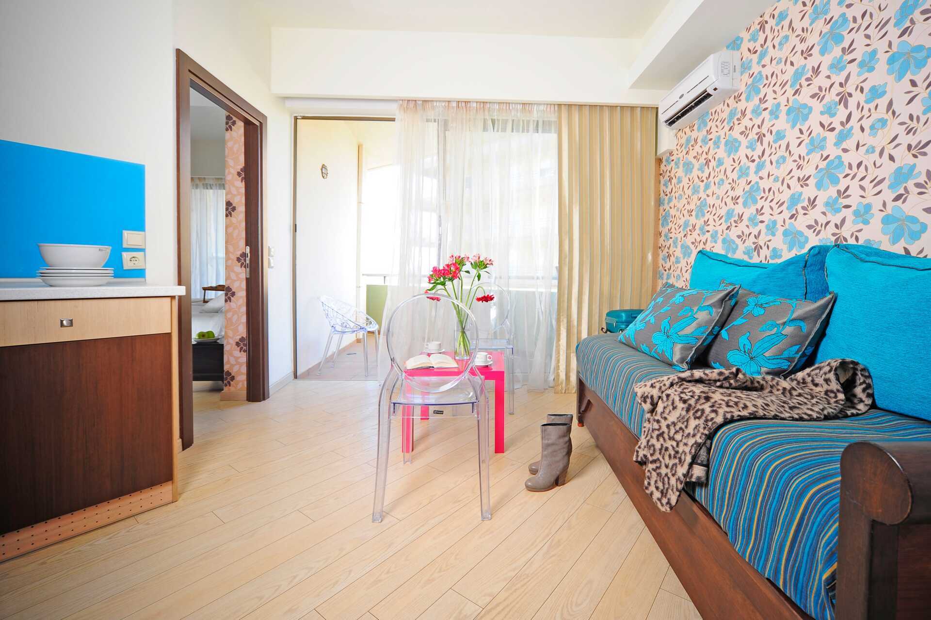 2-værelses lejlighed på hotel Steris i Rethymnon by på Kreta, Grækenland.