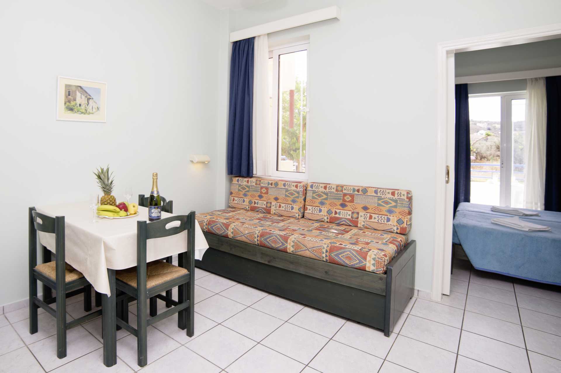 2-værelses lejligheder på Hotel Marva i Rethymnon på Kreta.