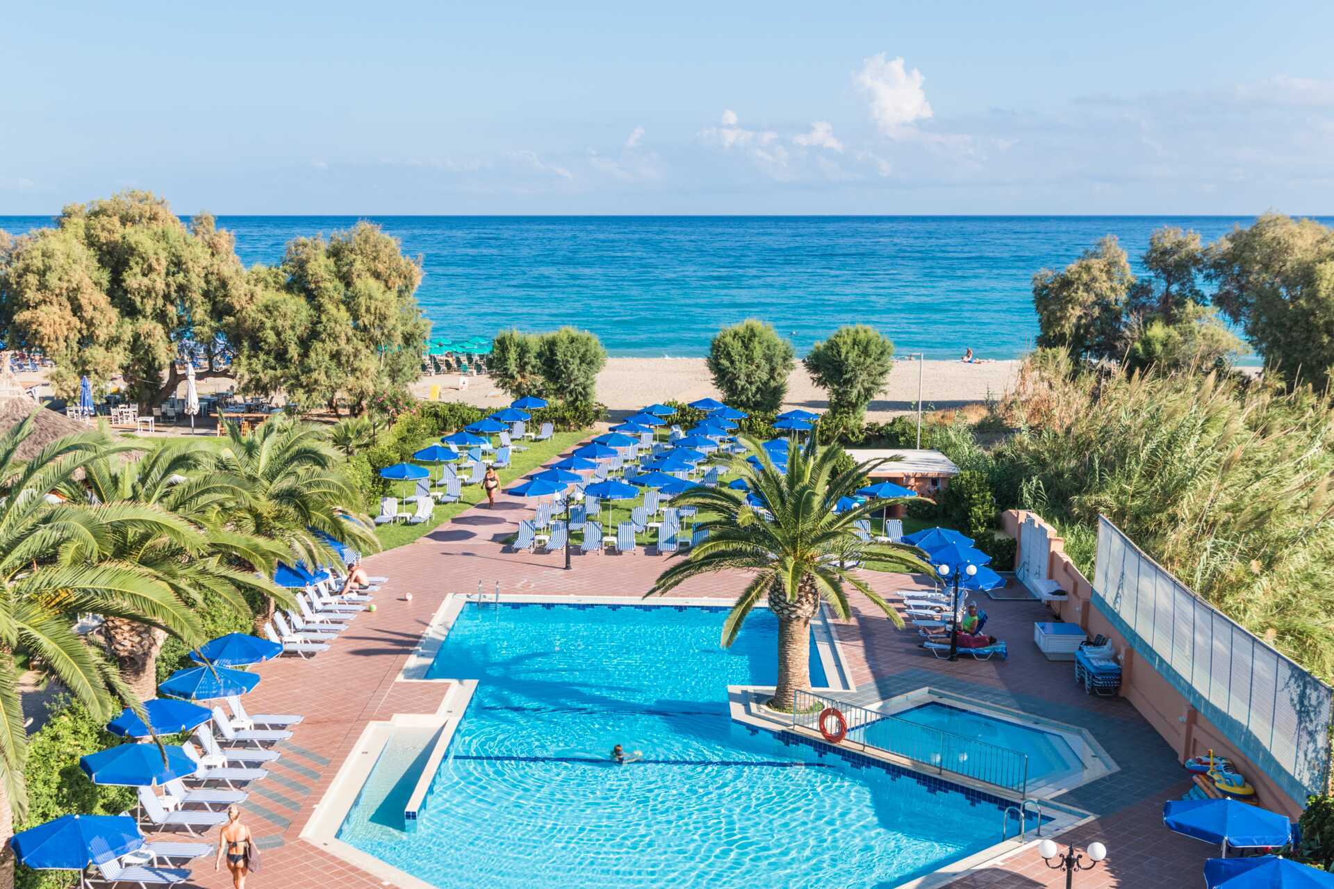 Poolområdet på Akti Chara i Rethymnon på Kreta.