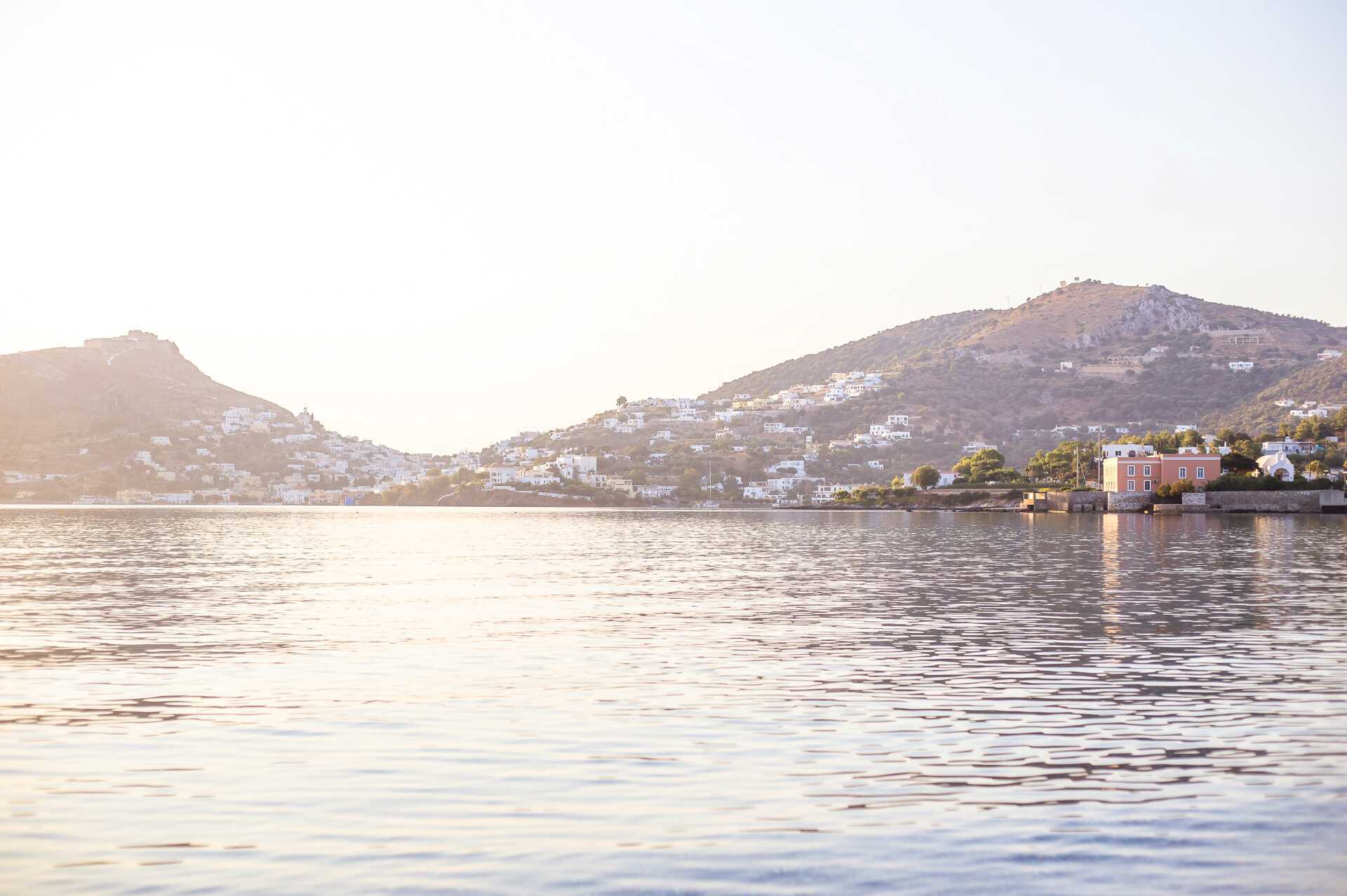 Udsigt fra Hotel Alinda på Leros i Grækenland.