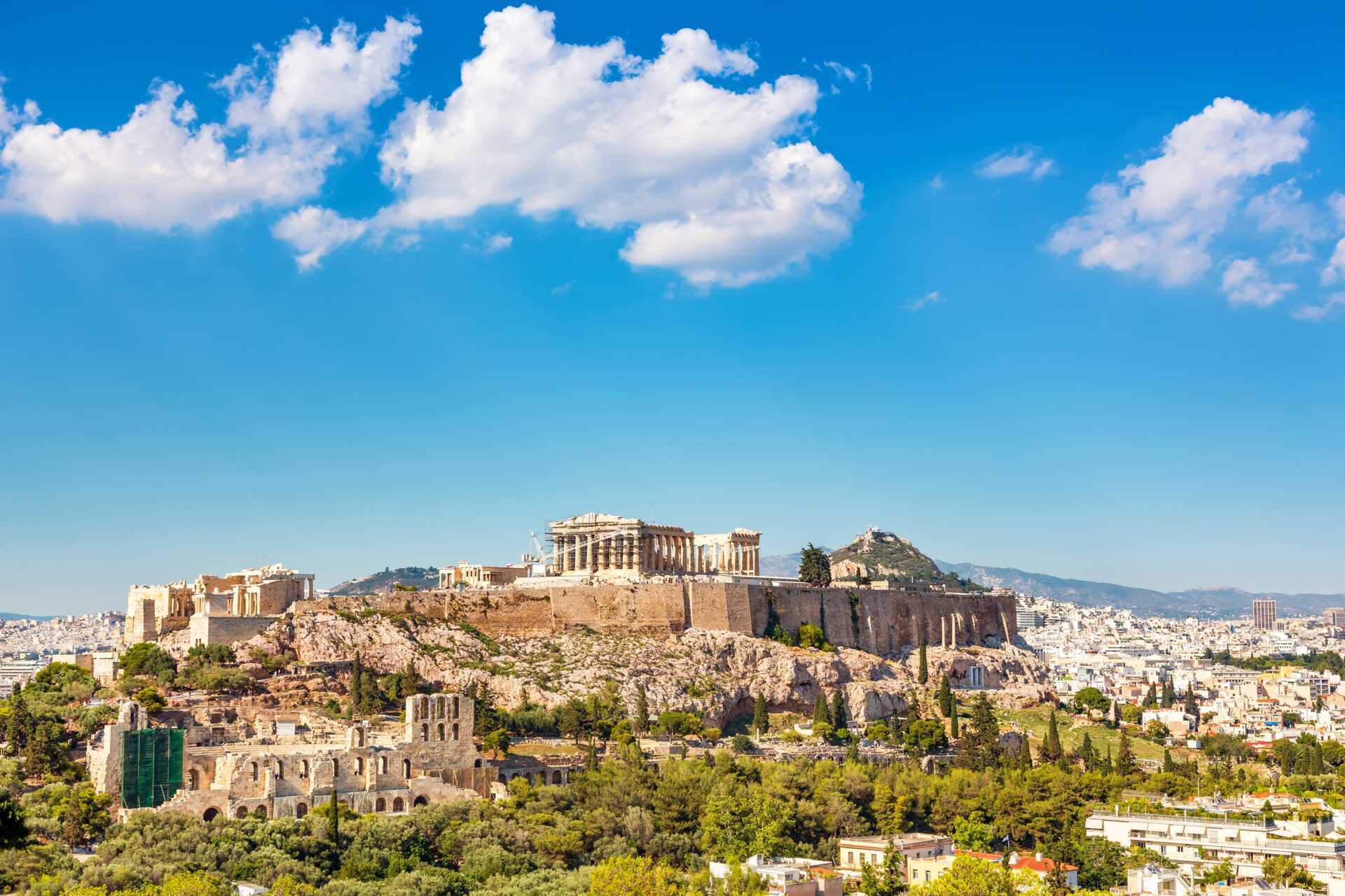 Klippen Akropolis og templet Parthenon i Athen, Grækenland.