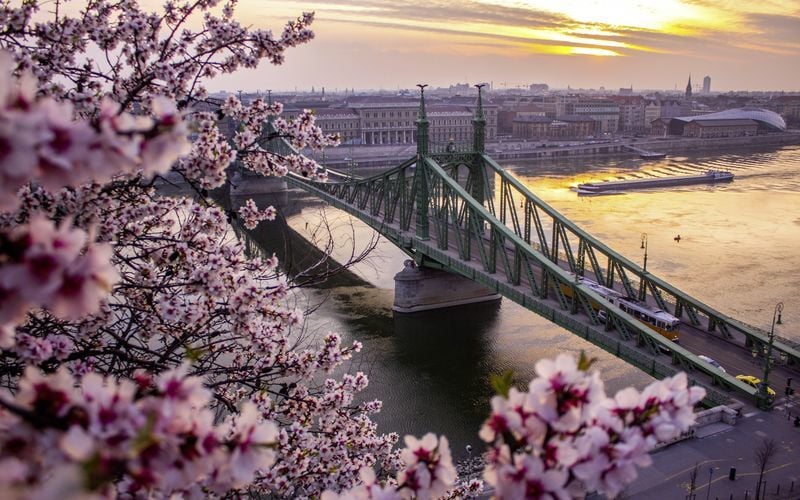 Broen der dele Budapest op i to - Buda og Pest, hedder Kædebroen.