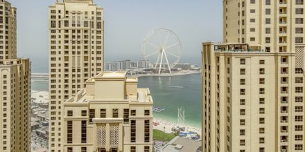 Udsigt fra Hotel Delta by Marriott Jumeirah Beach i Dubai, De Forenede Arabiske Emirater.