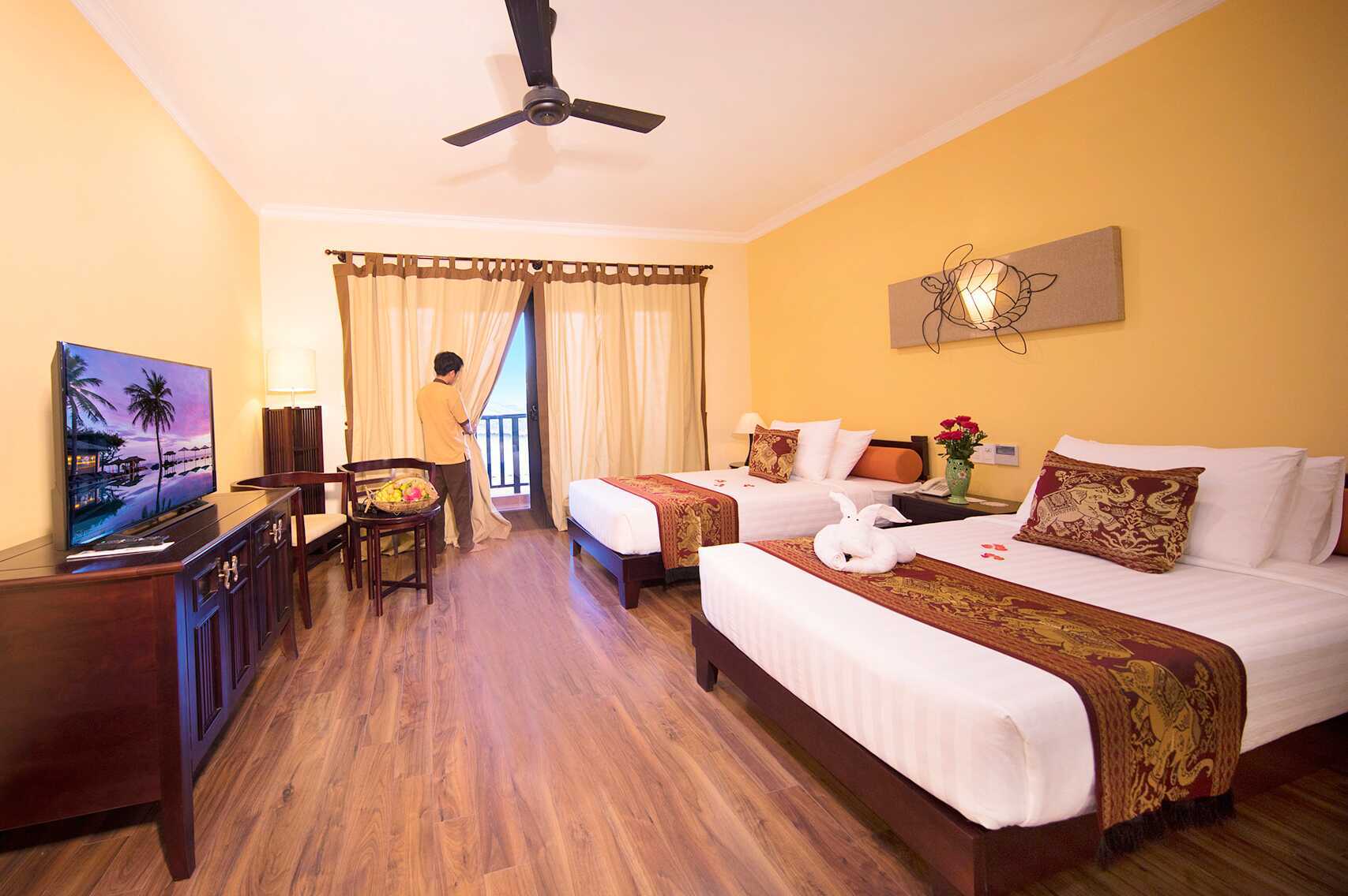 Deluxe-værelse på hotel Seahorse Resort &amp; Spa i Phan Thiet, Vietnam.