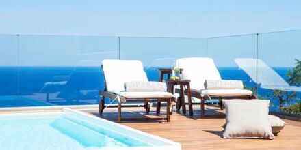 Dobbeltværelse med privat pool på Hotel Esperos Village Blue & Spa på Rhodos, Grækenland