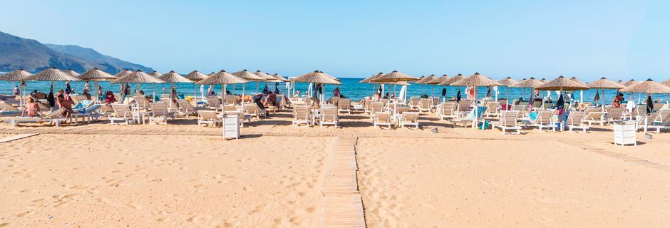 Stranden i Georgioupolis på Kreta i Grækenland.