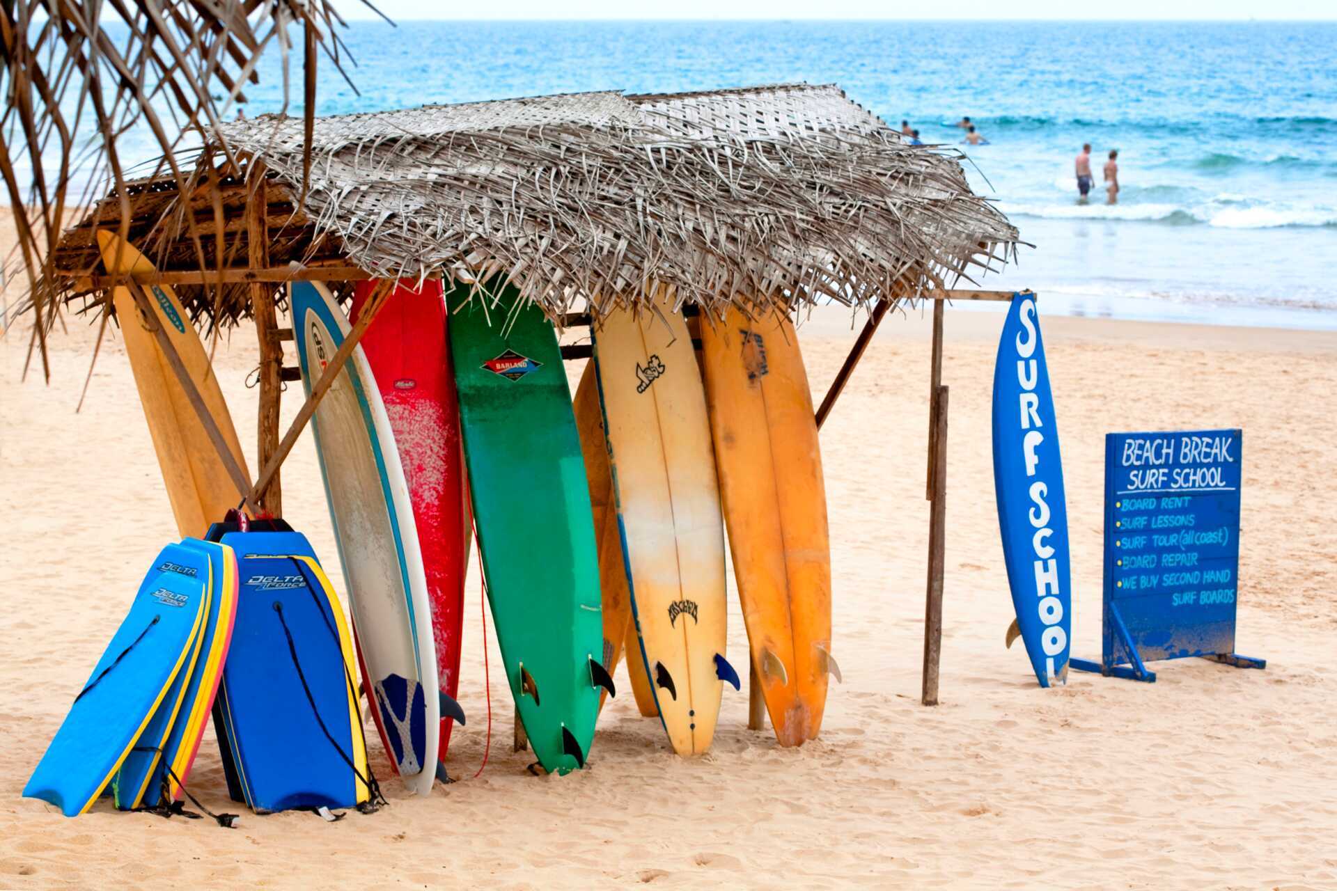 Stranden ved Hikkaduwa på Sri Lanka