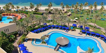 Poolområde ved stranden på hotel JA Beach i Dubai.