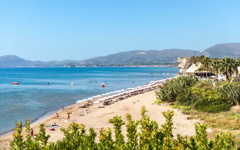 Stranden i Kalamaki på Zakynthos, Grækenland.