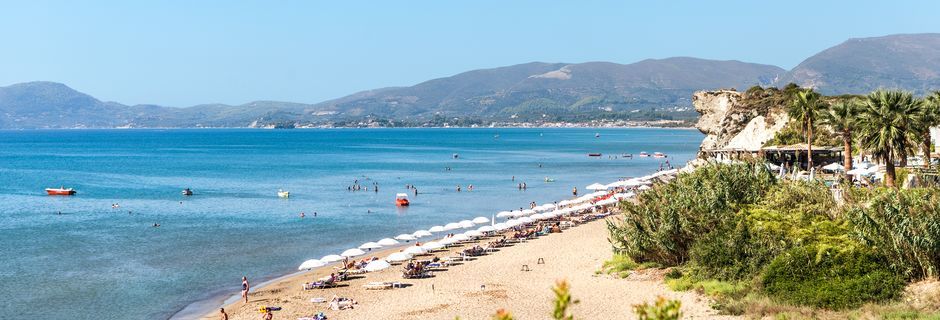 Stranden i Kalamaki på Zakynthos, Grækenland.