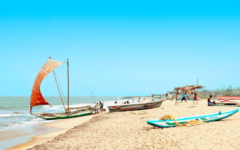 Stranden på Negombo på Sri Lanka