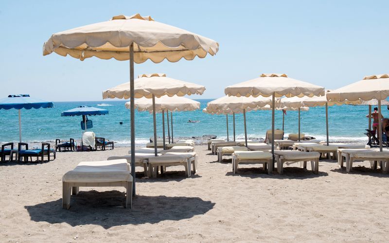Stranden ved Hotel Nikolas i Lardos på Rhodos, Grækenland.