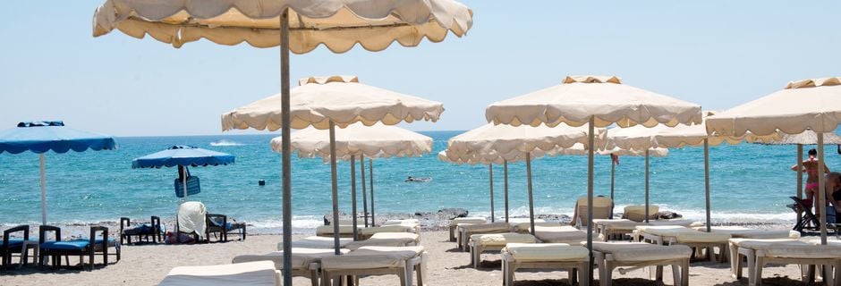 Stranden ved Hotel Nikolas i Lardos på Rhodos, Grækenland.