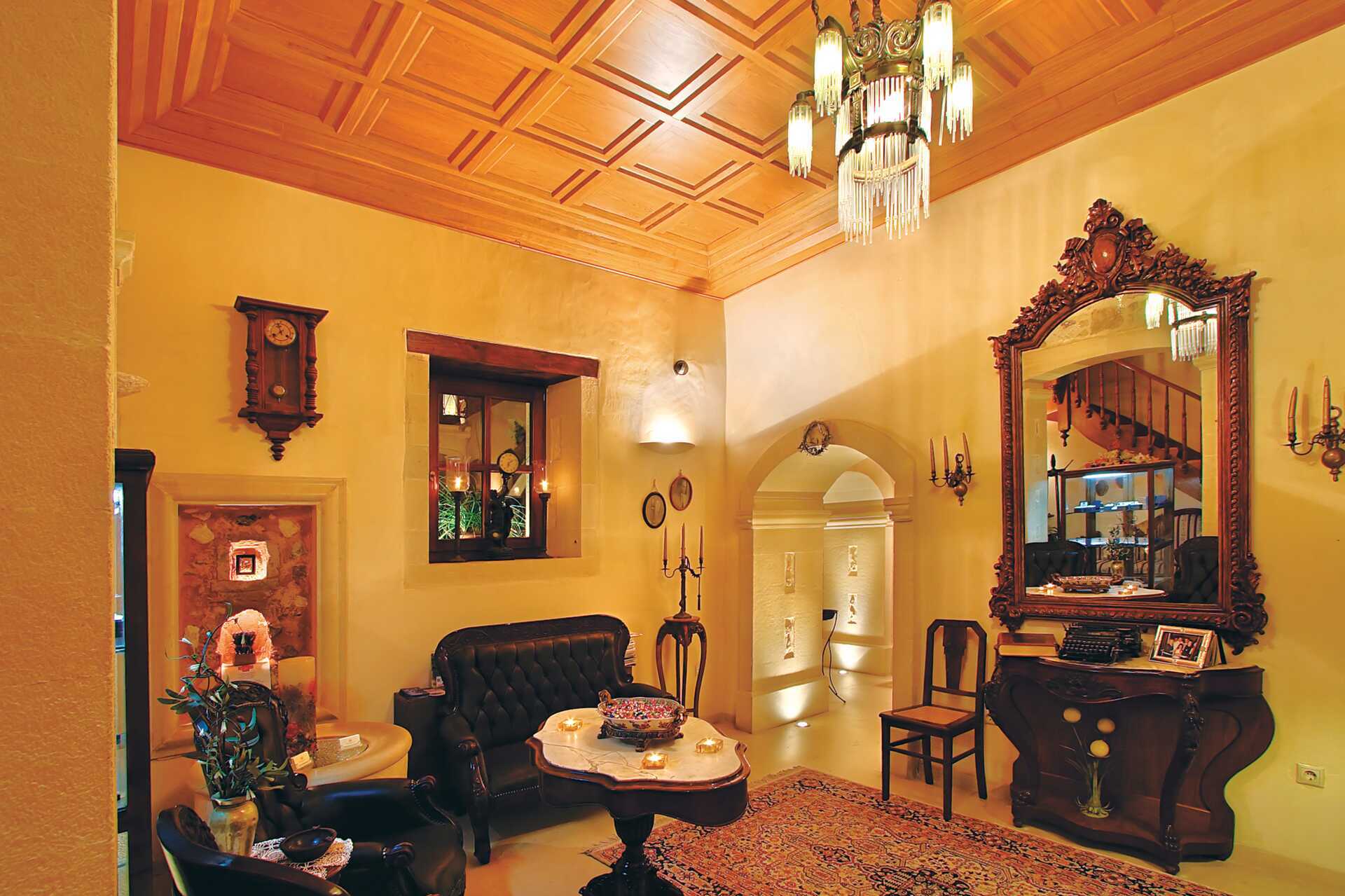 Reception på Hotel Palazzino di Corina i Rethymnon, Kreta.