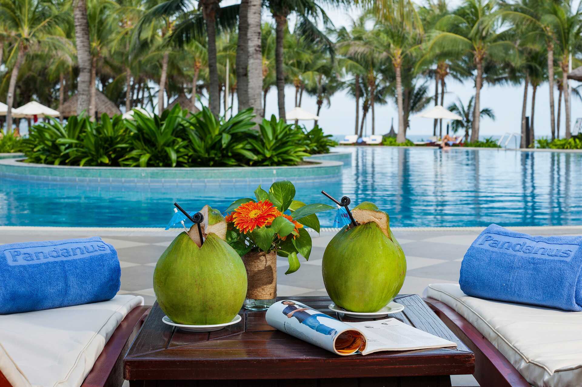 Poolen på Pandanus Resort, Phan Thiet i Vietnam.