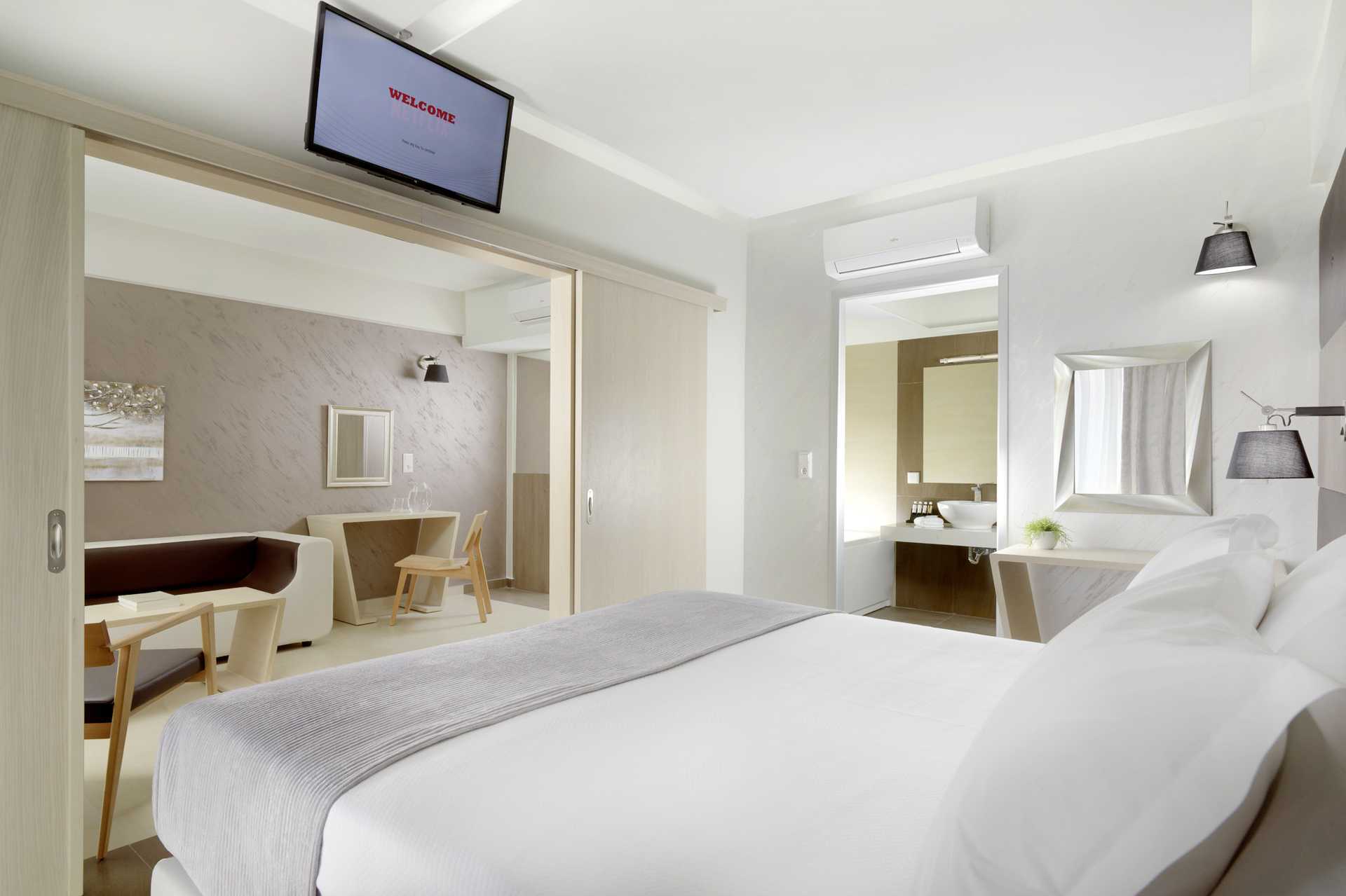 Suite på hotel Melrose i Rethymnon by på Kreta, Grækenland.